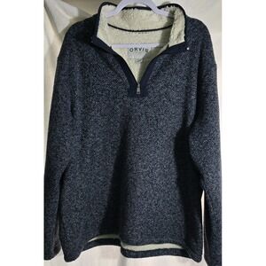 Orvis‎ Men's Quarter Zip Sherpa Lined Pullover Sweater XXL Outdoor Blue